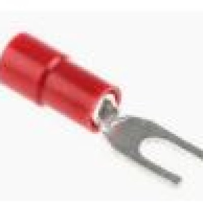 RS PRO Insulated Crimp Spade Connector, 0.5mm to 1.5mm, 22AWG to 16AWG, M4 Stud Size Vinyl, Red