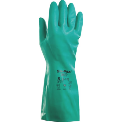 Ansell Sol-Vex 37-675 Green Nitrile Chemical Resistant Work Gloves