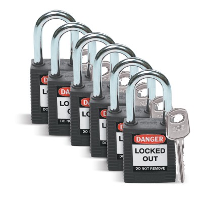 BRADY Nylon Lockout Padlocks (PACK OF 6) BLACK