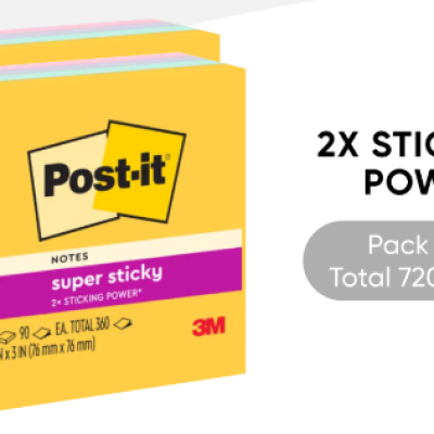 3M Post-it Super Sticky Notes Cube Sweets Collection 3x3 [90s x 4 Pads] PACK OF 2