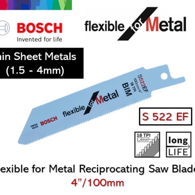 BOSCH (2608656012) S 522 EF RECIPROCATING SAW BLADE FLEXIBLE FOR METAL 4" | 14TPI