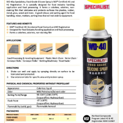 NP : *WD-40 Specialist Food Grade Silicone Spray 360ml