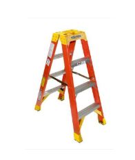 VESTIL FBTFL-4 Fiberglass Twin Front Ladder, 4 Step