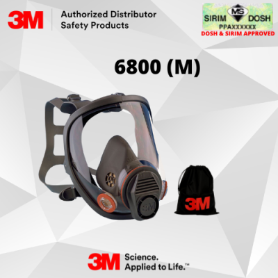 3M Full Facepiece Reusable Respirator 6800, with Bag, Medium, Dosh and Sirim Approved