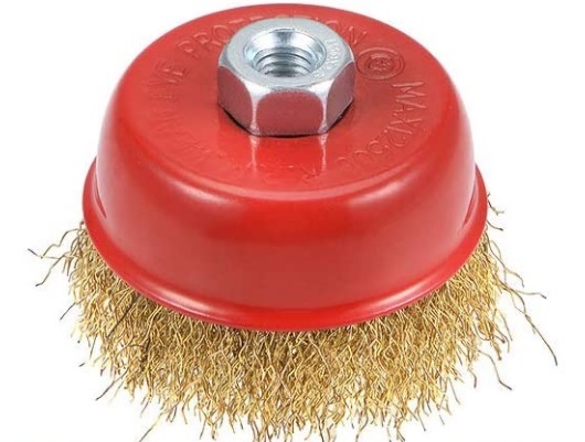 Cup Brush brass coated-3'' X M10 X 1.5