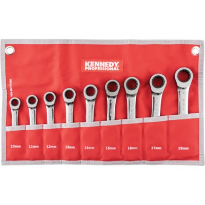 Kennedy 9pc Short Ratchet Combination Metric Spanner Set - KEN5822236K