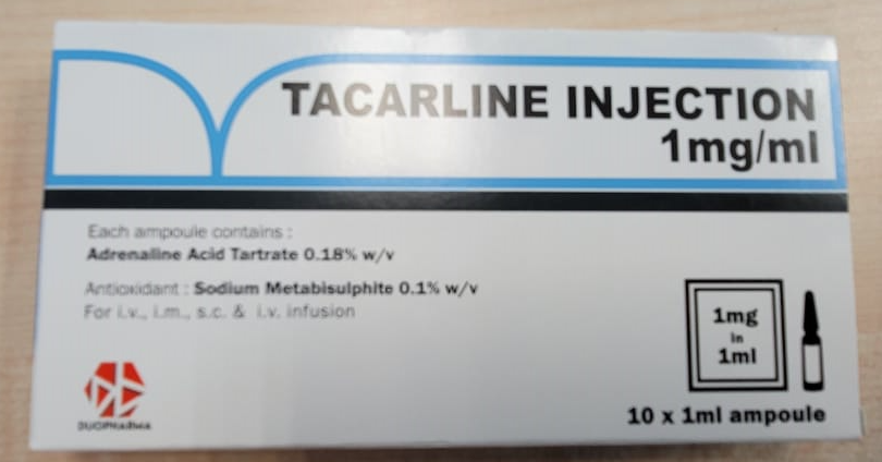 MAL11110008A, DUOPHARMA TACARLINE 1MG  /  ML SOLUTION FOR INJECTION VIAL 1'S (ADRENALINE BP) CCM