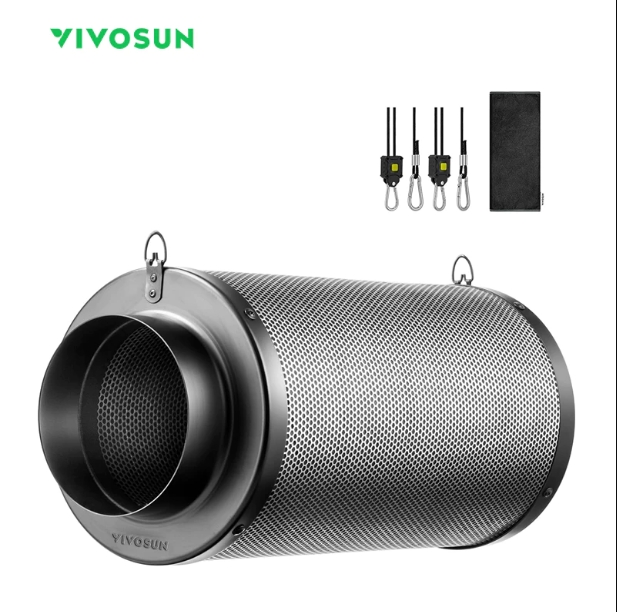 VIVOSUN 6 Inch Air Carbon Filter Smelliness Control with Australia Virgin Charcoal for Inline Fan, Grow Tent Smelliness Scrubber, Pre-Filter Included, Reversible Flange