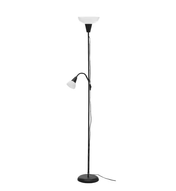 TÅGARP Floor uplighter  /  reading lamp, black  /  white