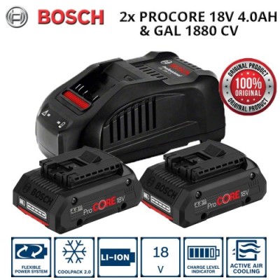 BOSCH 18v charger ProCORE 18v 4.0Ah Battery Pack & GAL1880CV FAST CHARGER