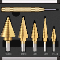 WadawGang Step Drill Bit Set 6 sizes 1 4"-1"-3 8" HSS Titanium Coated Carbide Power Tool Step Notch Drill Bit