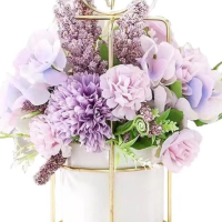 Faux Flowers in Vase Fake Silk Flower Arrangements with Vase- Purple