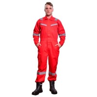 Arrowman 100% Preshrunk Cotton 240gsm Red Coverall c w 2" Silver Reflectors, Size 3XL