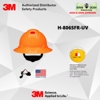 3M SecureFit Full Brim Hard Hat H-806SFR-UV, Orange 4-Point pressure Diffusion Ratchet Suspension, with Uvicator, Dosh and Sirim Approved.